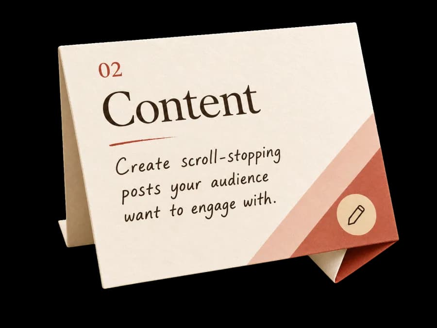 Content. Create scroll-stopping posts your audience want to engage with.